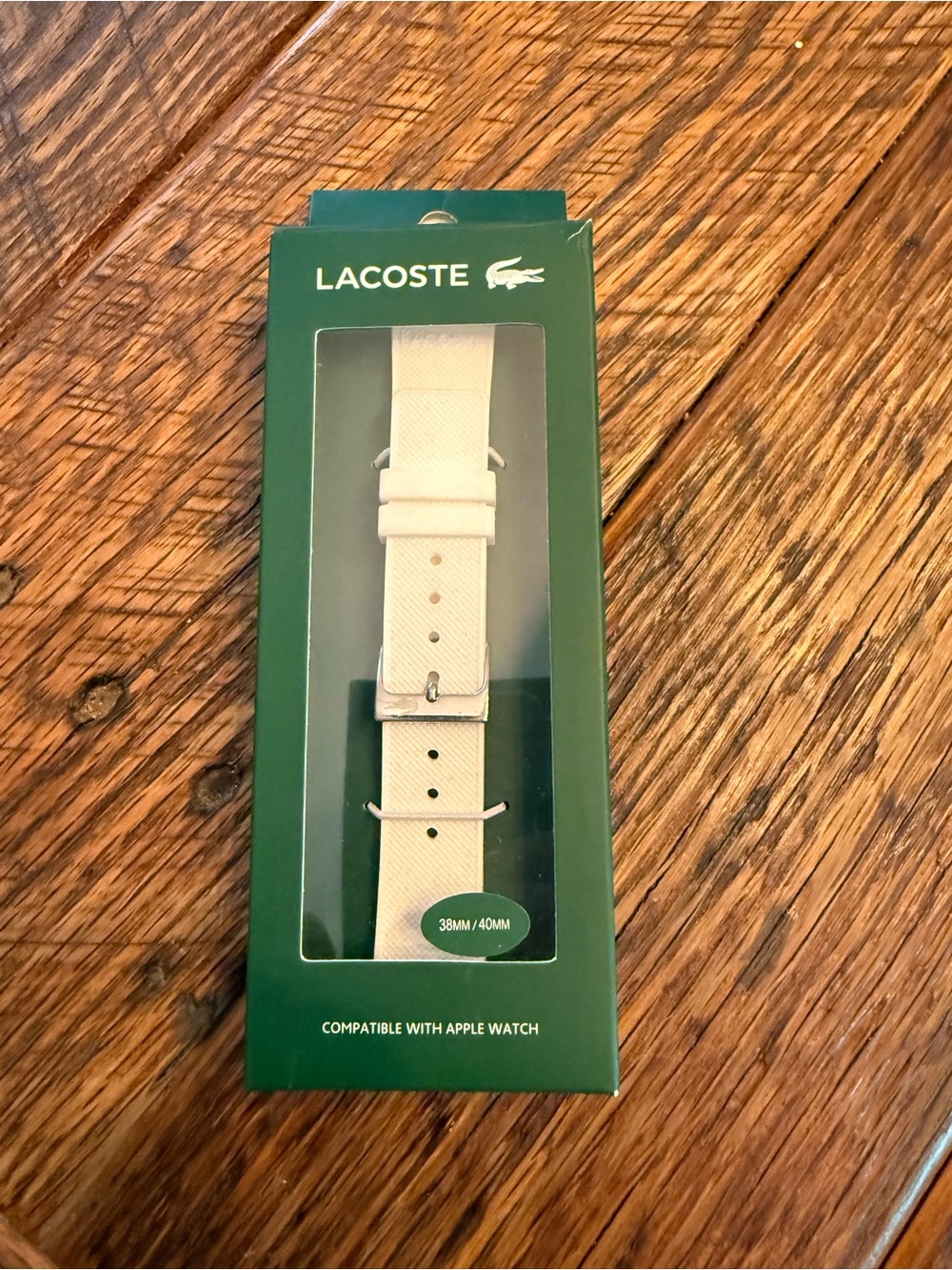 Lacoste Cream Textured Apple Watch Strap - 38mm/40mm